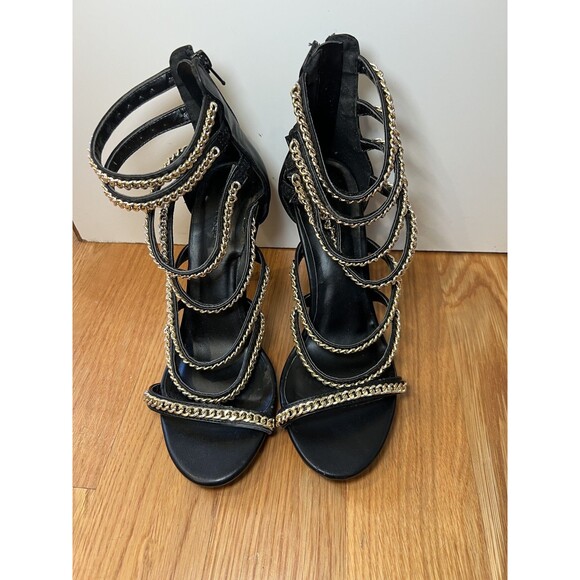 Charlotte Russe Shoes Womens Size 8 Gold Chain Strappy High Heel Sandals Party D - Picture 2 of 10